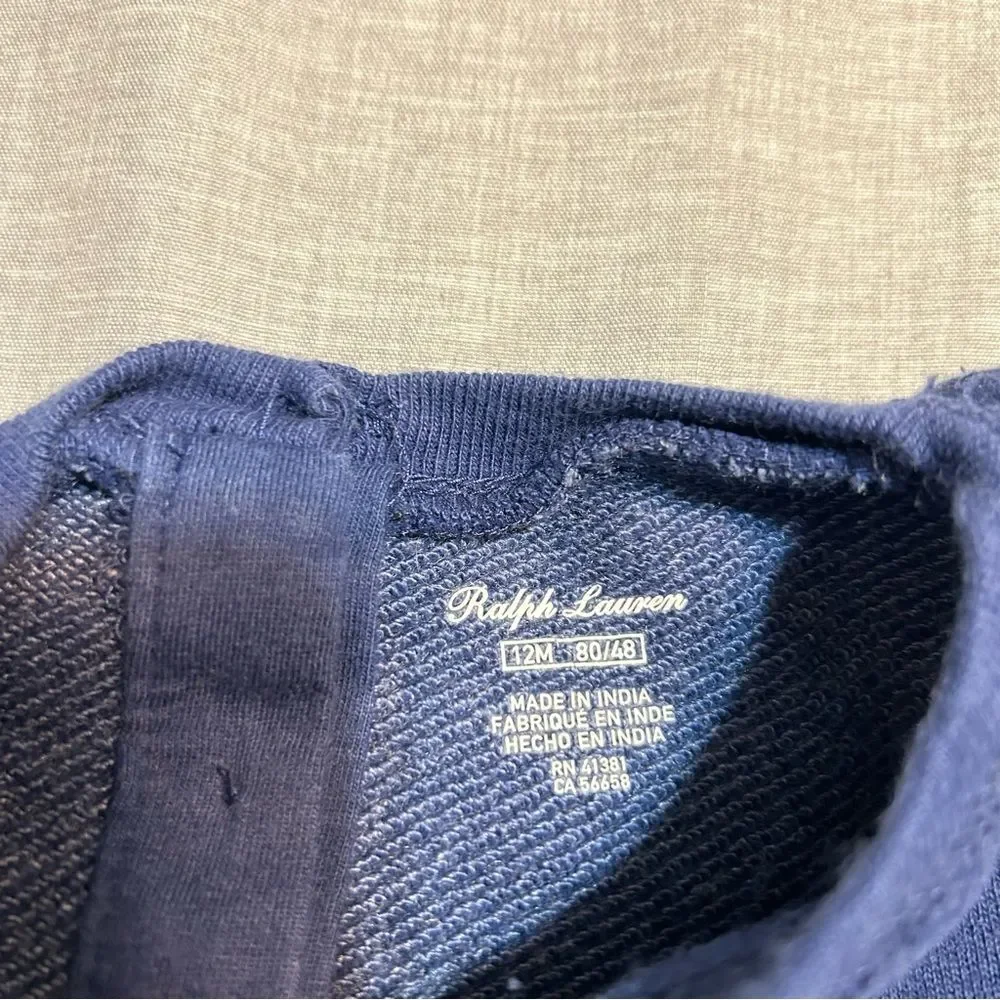 Ralph Lauren Baby Navy White Star Print Ruffle Dress 12 Months USA Americana